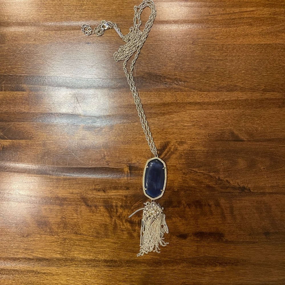 Kendra Scott Navy Rayne Necklace in Gold